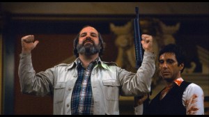 Brian De Palma and Al Pacino on set of SCARFACE as seen in DE PALMA